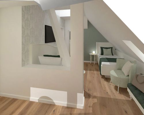 Stilvoll gestaltetes Doppelzimmer in zentraler Lage in Wittenberg.