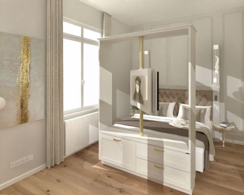 Helles Komfortzimmer im Johanniterhaus mit stilvollem Design.